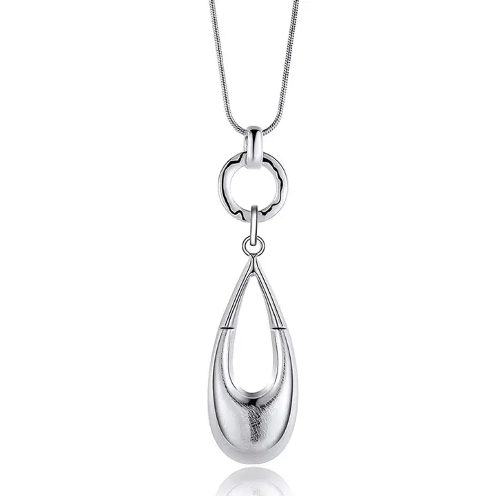 Collares largos para mujer, colgante de gota de agua, suéter en capas Y declaración, collar de cadena de plata bohemia con caja de regalo, joyería - 1
