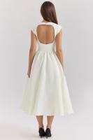 Vestido de noche elegante para mujer con escote en la espalda - Vestido largo sin mangas con pliegues para fiesta, graduación, vacaciones - details 9