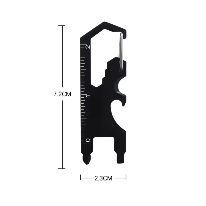 Llave de Camping Accesorios Herramientas al Aire Libre en Acero Inoxidable Clip de Carabiner Abrebotellas Llavero Anillo Multifuncional Card Tool - 1