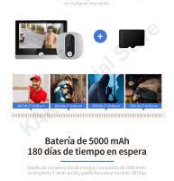 KAK Cámara de timbre Wifi de 4,3 pulgadas, mirilla de visor de puerta con gran angular de 170 grados, detección de movimiento PIR, visión nocturna, compatible con aplicación Tuya - details 6