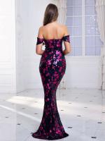Vestido de Fiesta con Lentejuelas Elásticas Hombros Descubiertos, Cuello en Escala, Sin Correas, Vestido de Noche para Mujeres - details 6