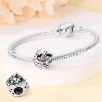 Cuentas de loto plateadas con circonita púrpura para joyería hecha a mano en una pulsera - details 2
