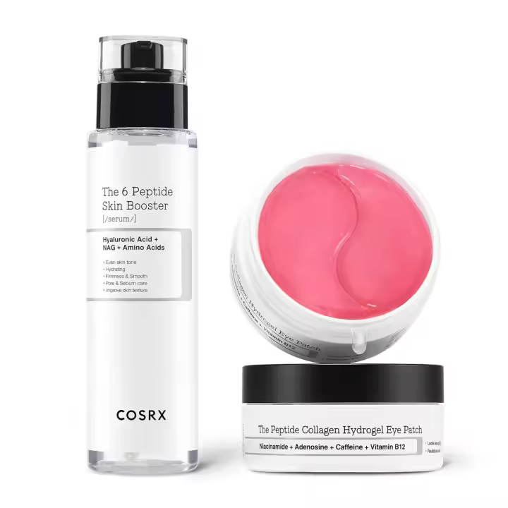 COSRX 6X Booster Toner Serum + Parche ocular de hidrogel de colágeno, juegos de cuidado de la piel con péptidos, cuidado de la piel coreano - 1