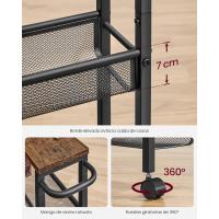 Carro de 4 Niveles, Carro Estrecho de Cocina con Ruedas, con Asa, para Espacio Reducido, 22 x 45,4 x 77 cm, para Cocina, Baño, Salón, Estudio, Marrón Rústico y Negro - details 53