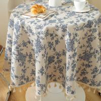 Sábanas verdes con manteles circulares estampados, manteles bohemios de lino y algodón con borlas para cocina, comedor y Navidad - details 11