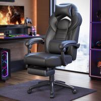 Silla de Oficina con reposapiés telescópico - Reposacabezas Ajustable - Soporte Lumbar - Carga máxima 150 kg - Negro - details 0
