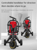 Triciclo para niños de 1 a 6 años, cochecito de bebé ligero con empuje manual, 6,8 KG, Plegable, portátil - details 5