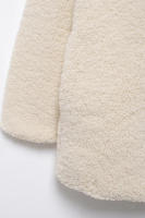 TRAFZA-abrigos holgados de manga larga para mujer, abrigo grueso informal de un solo pecho con cuello vuelto, color liso, moda de invierno - details 7