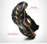 Sandalias cómodas de verano para hombre, zapatos informales de playa y exterior, antideslizantes, de tacón plano, de cuero - details 7