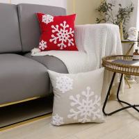 Funda de Almohada de Copo de Nieve Navideño Grande 45x45cm Diseño de Bordado de Lana - details 2