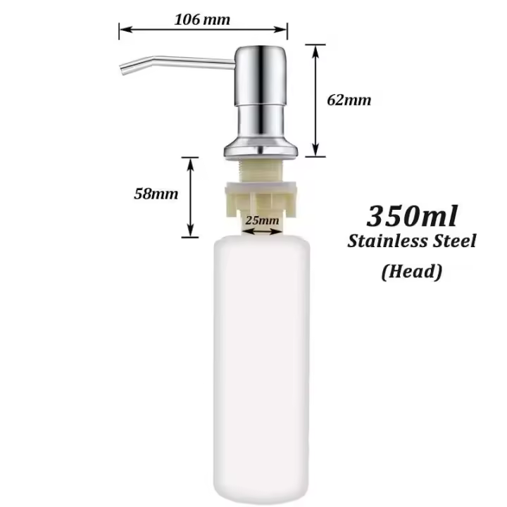 Kit de tubo de extensión de acero inoxidable, fregadero de cocina, dispensador de jabón líquido, gel de ducha, detergente, bomba de prensa manual - 1