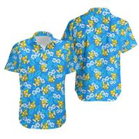 Interesante hawaiano combinado con cómics de animales, camiseta holgada de verano impresa en 3D en la playa, top de manga corta de gran tamaño, - details 3
