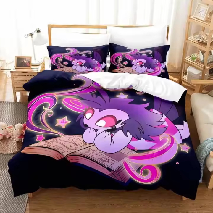 Juego de Ropa de Cama Loona para Adultos Sábana, Funda de Cama, Funda de Almohada de Anime para Cama Doble, Rey - 1