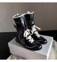 Botas de boxeo planas para mujer 2024 Altura interior aumentada Cordones de cuero mate - details 9