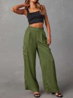 Cargo de cintura alta para mujer, nuevos pantalones de moda, pantalones sueltos de pierna ancha para primavera y verano - details 12