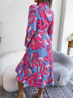Vestido camisero con cordones para mujer, traje largo con cuello tipo Polo, estampado Floral en contraste, primavera y verano, novedad de 2023 - details 8