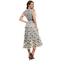 2025 primavera y verano europeos y americanos nueva ropa de mujer de gran tamaño vestido de encaje bordado conjunto de dos piezas cómodo y transpirable para mujer - details 5