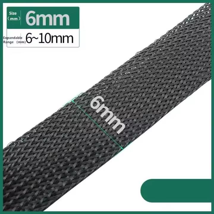 Dropship 1/5/10/50/M funda trenzada aislada negra 4/6/8/10/12/14/20/25mm funda de Cable de protección de prensaestopas de alambre PET apretado - 1