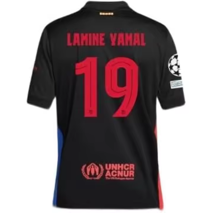 Versión para fanáticos de Lamine Yamal Barca # Camiseta 19 Visitante Negra 2024/2025 Hombre - 1