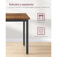 Mesa de Comedor, Mesa de Cocina, 70 x 110 x 77 cm, Mesa de Comedor para 4 Personas, Escritorio de Salón, para Comedor, Cocina, Industrial, Marrón Rústico y Negro Mate KDT081B01 - details 4