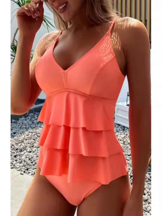 Conjunto de bikini de cintura alta para mujer, traje de baño de 2 piezas, Tankinis, ropa de playa, verano, 2023 - 1