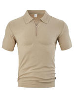 Hombre verano casual toalla suelta jacquard cremallera puerta digan hombre manga corta Polo - details 5