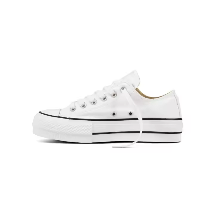 Zapatilla de lona blanca con plataforma baja - 1