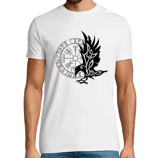 nórdico cuervo vegvisir símbolo vikingo Camisetas hombre clásica premium de vikingos - 1