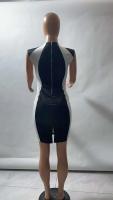 Elegante Vestido Mini de Cuerpo Redondo para Mujer en Verano 2024 Cuello Redondo, Manga Sin Agarre, Vestido Casual de Colorbloque - details 6
