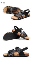 Sandalias de corcho para hombre, estilo coreano, casuales, de dos vías, tallas grandes, pantuflas para exteriores, zapatos de playa modernos para verano. - details 7