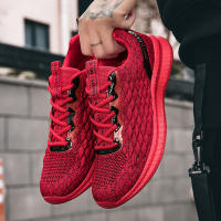 Zapatillas de correr para hombre, zapatos deportivos informales de malla transpirable, ligeros, sin cordones, suela suave, Color Rojo - details 12
