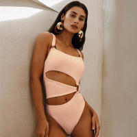 Bikini Sexy De Un Pie En Color Sólido Para Mujer Con Suspensor Vacío Estilo De Moda Espalda Descubierta Bikini De Cintura Baja - details 8