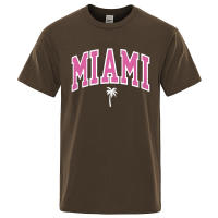 Camiseta holgada informal con letras para hombre, ropa de algodón con estampado de dibujos animados, cuello redondo, Miami Seaside City - details 9