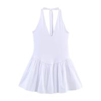 BUNO-vestido empalmado con cuello colgante para mujer, Color sólido, decoración sin espalda, primavera/novedad de verano, ropa para mujer - details 2