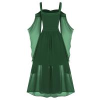 Vestido De Mujer Talla Grande Hombros Descubiertos Con Alas De Mariposa Estilo Gótico Para Halloween Vestido Elegante De Cintura Media Polyester - details 29