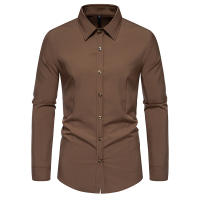 Camisa de manga larga con botones para hombre, camisa informal de negocios, Color sólido, cómoda, Social, Oficina, blusa blanca y negra, moda de otoño - details 45