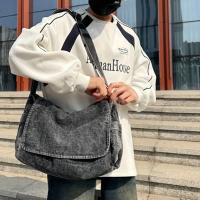 Mochila Messenger de Denim de Gran Capacidad Estilo Casual para Parejas, Correa Ajustable, Cierre de Cremallera, Lavable a Mano, Bolsos de Viaje para Ocasiones Casuales - details 2