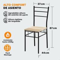 Mesa de Comedor con 4 Sillas Set 5 Pzs. Completo Madera Muebles Cocina Leo 110x68cm Tipo Industrial - details 27