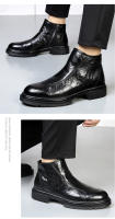 Botas de herramientas de cuero británico de lana con cremallera lateral Botas Chelsea - details 19