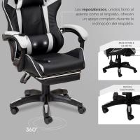 Gaming con Respaldo Ergonómico Inclinable y Altura Ajustable, Silla de Oficina con Soporte Lumbar, Acolchado y Reposapiés Extraíble, Negro, 58x66x114-124 cm - details 13