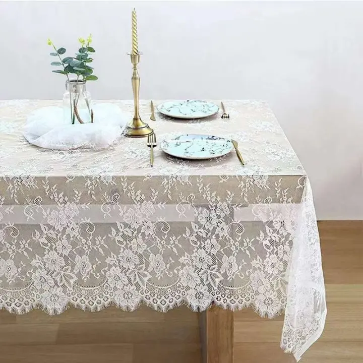 Mantel de campo blanco Ense bodas, mantel de recepción bordado vintage, decoración bohemia para vacaciones, - 1