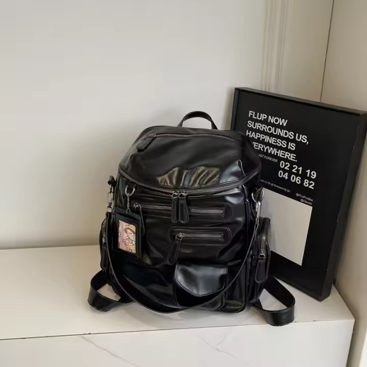 Nueva Mochila Con Cremallera Multibolsillo Para Estudiantes Universitarios, Mochila Escolar De Nicho, Mochila Locomotora De Tendencia Para Mujeres - 1
