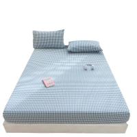 Sábanas de algodón puro, edredones lavados, sábanas de algodón a cuadros, sábanas individuales y matrimoniales antideslizantes, fundas nórdicas - details 0