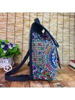 Mochila de lona con diseño bordado hecho a mano Retro para mujer, bolso de hombro de viaje, mochila étnica de gran capacidad - details 9