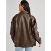 Chaqueta de Moto para Mujer de Tamaño Grande en Cuero Pretendido para Outfit de Otoño/Invierno 2024 con Cierre de Cremallera y Forro de Poliéster - details 24
