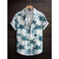 Camisa casual de manga corta con botones de albahaca rosa para hombre, playa con camisa estilo hawaiano - details 8