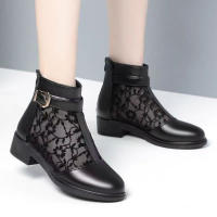 Botas de Malla para Mujer Primavera-Otoño-Verano Tacón Medio Suela Suave Tallas Grandes - details 2