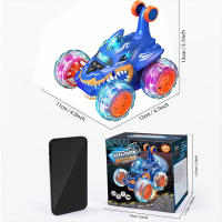 Coche teledirigido para Niños, 2,4G, con Luces, Diseño de Tiburón y Dinosaurio, 360 Grados y Acrobacias Todo Terreno - details 11