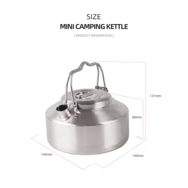 Hervidor de agua de acero inoxidable para exteriores con mango de bloqueo, cafetera portátil colgante para acampar, cocina para picnic, tetera de 1L, cocina - 1