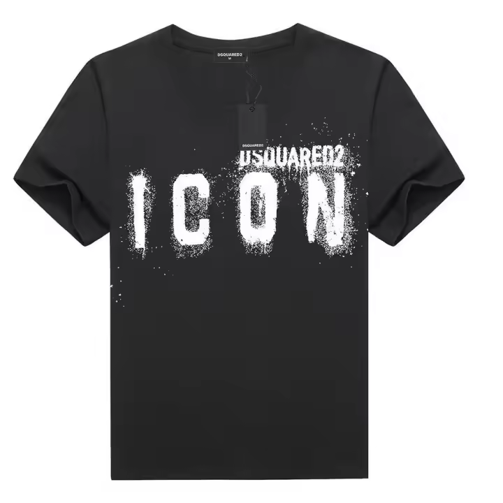 Dsquared2 camiseta con estampado de letras para hombre, camiseta de manga corta de algodón con chorro de tinta, corte ajustado - 1